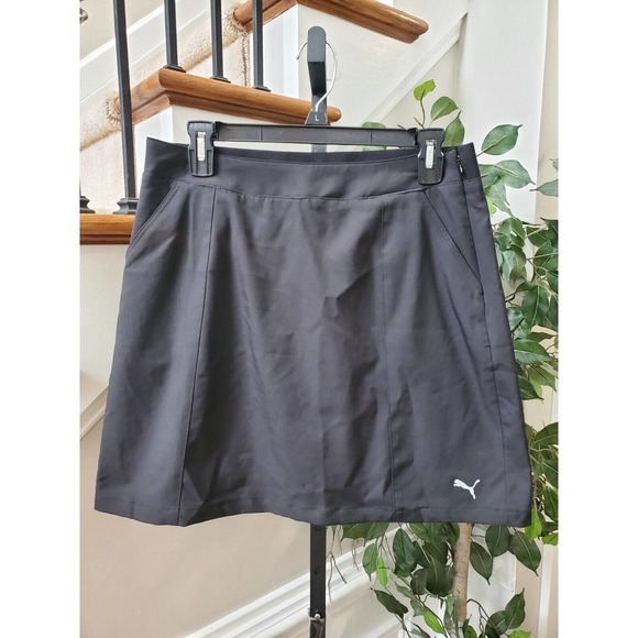 Puma Pounce Solid Black Polyester Comfort Waist A-Line Active Wear Skort Size M - Picture 1 of 12